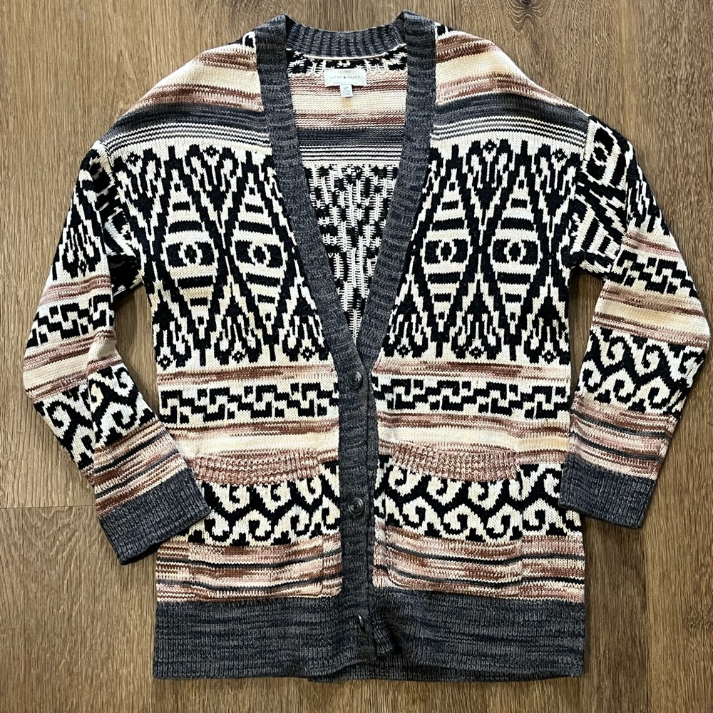 Lucky Brand Southwestern Print Cardigan, Size Small
